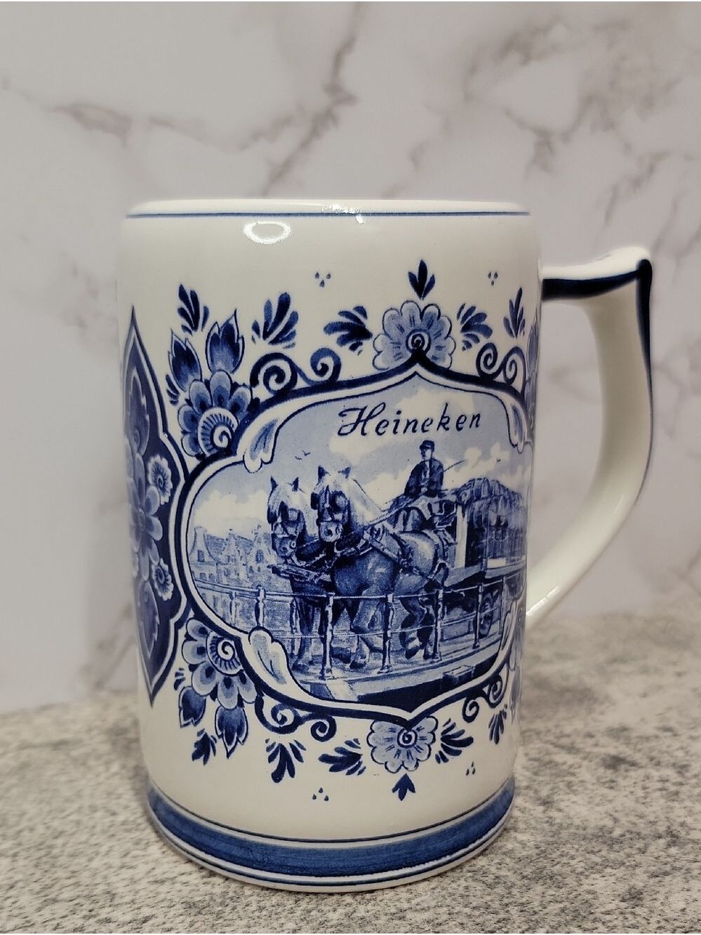 Vintage Heineken Blue Delft Ceramic Beer Stein Mug from Holland - Picture 4 of 14